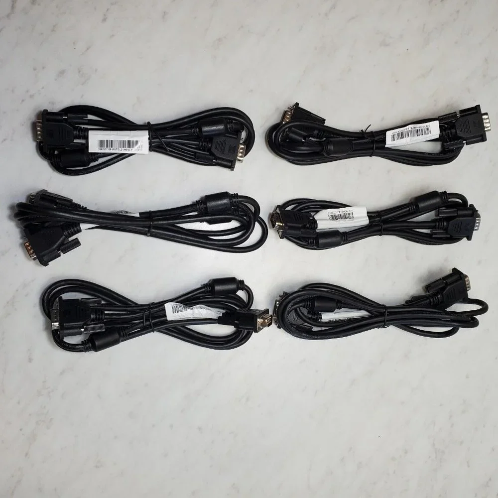 Lot of 6 Genuine HP 924318 Male To Male C2G VGA D-SUB Monitor Cable 15 P 5' New